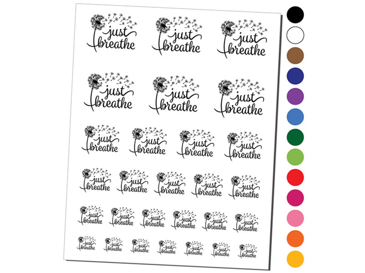 Inspirational Dandelion Just Breathe Temporary Tattoo Water Resistant Fake Body Art Set Collection